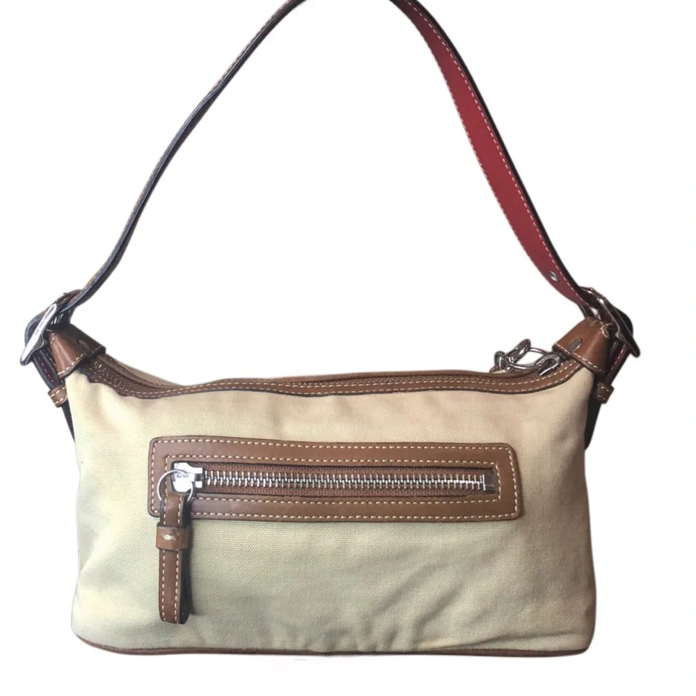 COACH Soho Hampton Canvas Stripe Mini Shoulder Bag with Exterior Zip Pocket